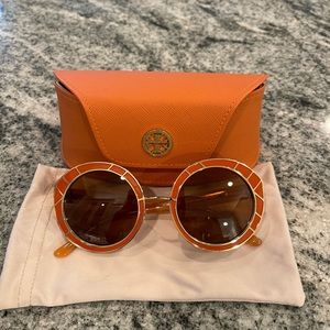 Tory Burch Round Sunglasses with soft sleeve and hard case